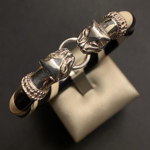 MILOR Sterling & Enamel Hinged Silver Panther Head Closure/Made In  Italy